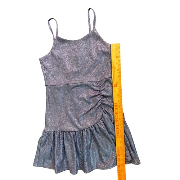 Girls Metallic Silver Blue Party Dress Rare Editions Size 8 - Picture 3 of 6